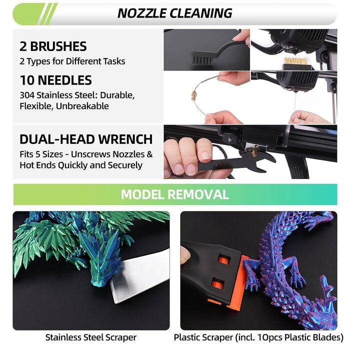 ‎YQ-01 - Intarsio 76pcs 3D Printer Tool Kit with Storage Case, 3D Printer Accessories includes Digital Caliper, Hygrometer, PTFE Tube Kit, Deburring Tool, Scrapers, Nozzle Cleaning, for Bambu Lab, Ender 3, FDM/SLA Printers etc