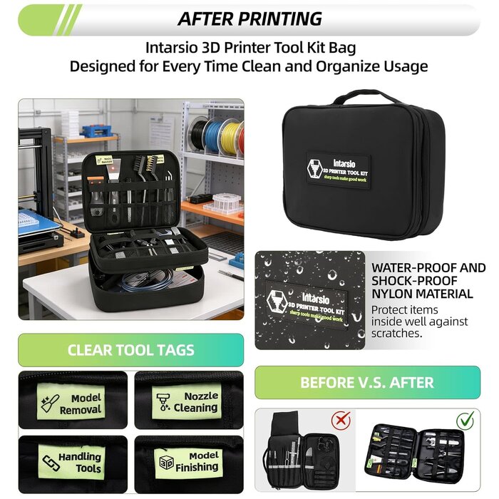 ‎YQ-01 - Intarsio 76pcs 3D Printer Tool Kit with Storage Case, 3D Printer Accessories includes Digital Caliper, Hygrometer, PTFE Tube Kit, Deburring Tool, Scrapers, Nozzle Cleaning, for Bambu Lab, Ender 3, FDM/SLA Printers etc