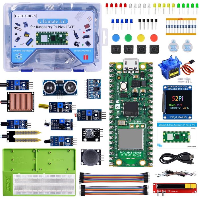 RSPBRY-Pi-Pico-2-W - GeeekPi Ultimate Kit for Raspberry Pi Pico 2 W