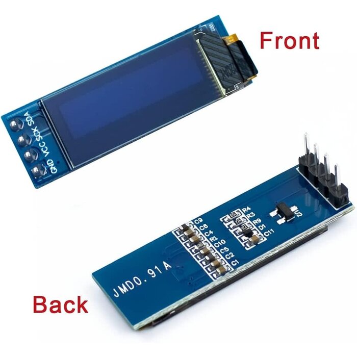 3.3V-5V-DIS-MOD - Hosyond 0.91 Inch I2C OLED Display Module IIC OLED Screen DC 3.3V~5V Compatible with Arduino Raspberry PI (White Display Color)
