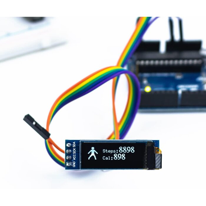 3.3V-5V-DIS-MOD - Hosyond 0.91 Inch I2C OLED Display Module IIC OLED Screen DC 3.3V~5V Compatible with Arduino Raspberry PI (White Display Color)
