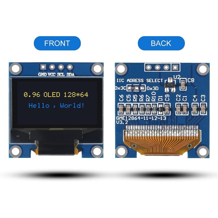 TR-ARMv7 - Teyleten Robot 0.96 inch LCD OLED Display Board Module 12864 128X64 IIC I2C SSD1306 Driver 4 Pins for Raspberry Pi Arduino (White Light)