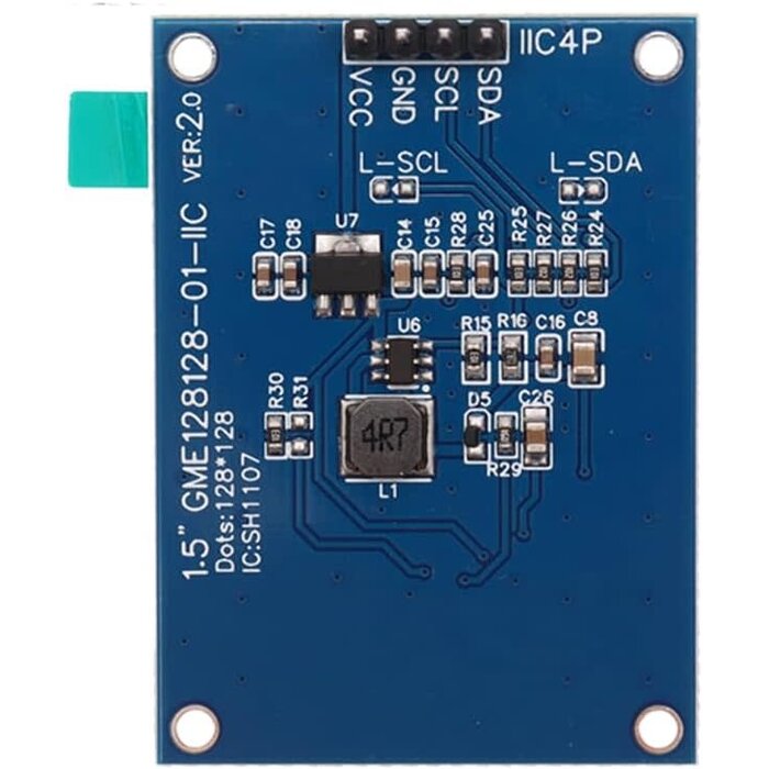 HiL-1.5IN-DSPLY-MOD - HiLetgo 1.5" SH1107 128x128 OLED Display Module 1.5 Inch IIC I2C 4 Pin OLED Screen LCD Display White