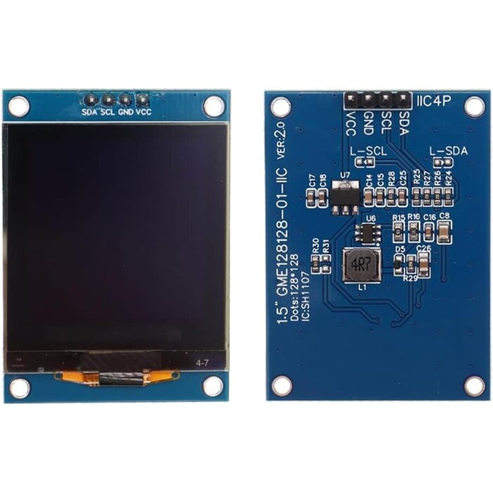 HiL-1.5IN-DSPLY-MOD - HiLetgo 1.5" SH1107 128x128 OLED Display Module 1.5 Inch IIC I2C 4 Pin OLED Screen LCD Display White
