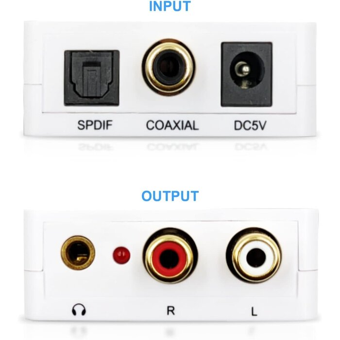 Musou Digital Optical Coax to Analog RCA Audio Converter Adapter with Fiber Cable