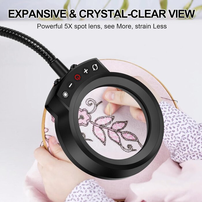 LED 3X Magnifier, Flexible Gooseneck Magnifier Lamp Strong Magnet Base, Can Be Positioned to Hold The Magnifier Where You Want Hands Free