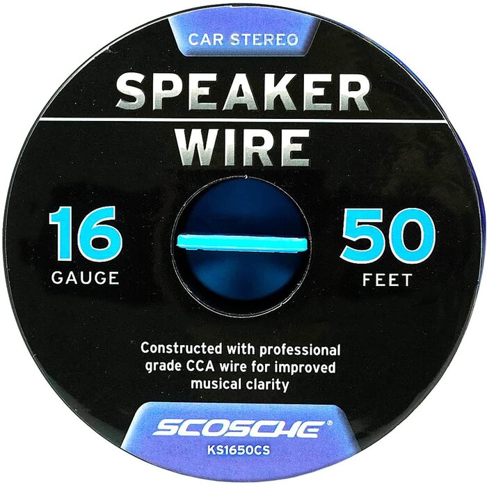 KS1650CS - Scosche 16 Gauge CCA Car/Home Stereo Speaker Wire - 50 Foot Spool