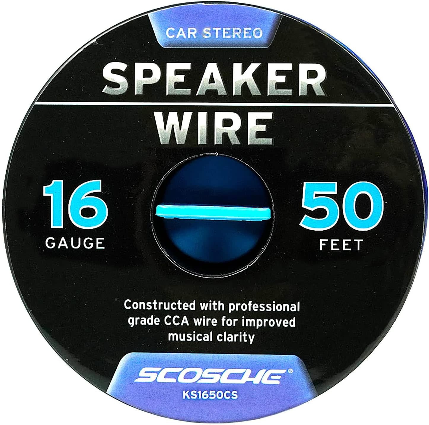 KS1650CS - Scosche 16 Gauge CCA Car/Home Stereo Speaker Wire - 50 Foot Spool