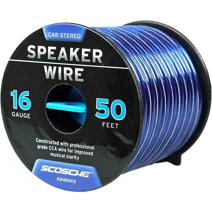 KS1650CS - Scosche 16 Gauge CCA Car/Home Stereo Speaker Wire - 50 Foot Spool