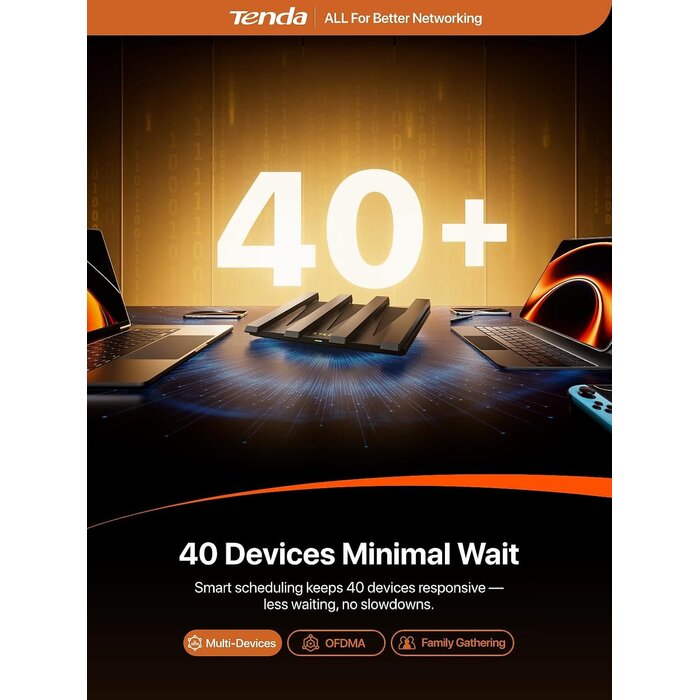 RX12ProV3.0 - Tenda AX3000 WiFi 6 Router, Dual-Band Gigabit Wireless Internet Router, ultra-fast speeds up to 2402Mbps (5GHz)Mesh & AP Mode, up to 2500sq.ft.Built-in VPN, NFC Tap-to-Connect, OFDMA MU-MIMO, Secure IoT Network for Home Gaming & 4K S