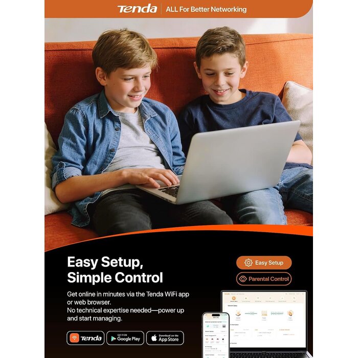 RX12ProV3.0 - Tenda AX3000 WiFi 6 Router, Dual-Band Gigabit Wireless Internet Router, ultra-fast speeds up to 2402Mbps (5GHz)Mesh & AP Mode, up to 2500sq.ft.Built-in VPN, NFC Tap-to-Connect, OFDMA MU-MIMO, Secure IoT Network for Home Gaming & 4K S