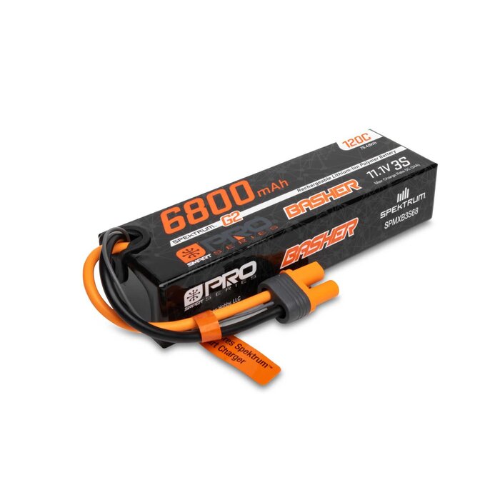 SPEKTRUM SPMXB3S68 - Spektrum Accessories 11.1V 6800mAh 3S 120C Smart G2 Pro Basher LiPo Battery: IC5