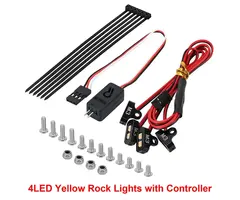 INJORA L39-YE-L34 - INJORA 4LED Yellow Rock Lights Kit & Controller for 1/10 RC Crawler