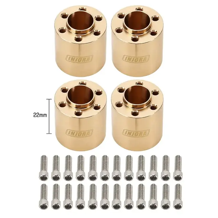 INJORA JH12-22-4 - INJORA 22mm Heavy Brass Wheel Hex Hub Extenders Adapters for 1.9 2.2 Beadlock Wheel Rims