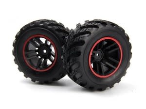 BlackZon Spryte Wheels/Tires Assembled (Black/Red)