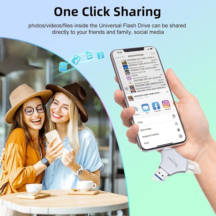 128GB-LIGHT-FLASH - Techkey MFi Certified USB 3.0 Flash Drive 128GB for iPhone, 3in1 External Memory Photo Keeper Storage Stick for Picture/Video/Data Saver/Backup, High Speed Thumb/Jump/Hard Drives for iPhone/iPad/Android/PC