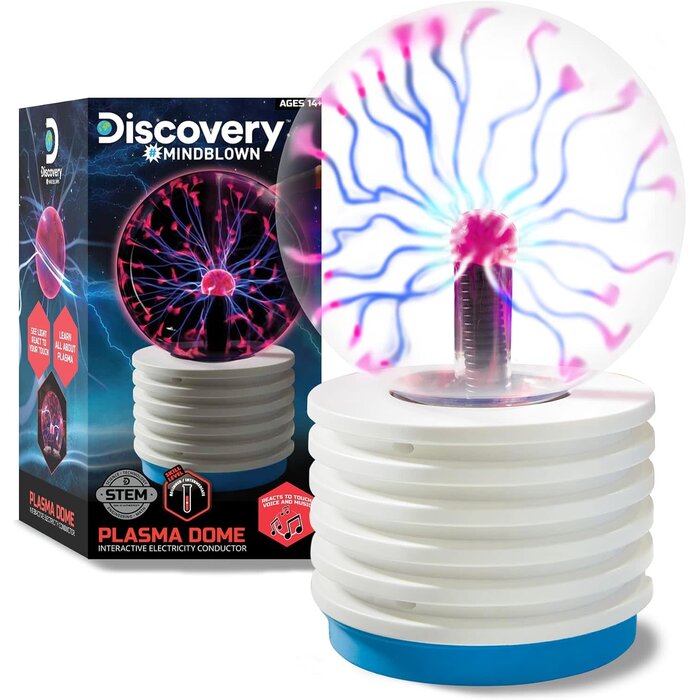 PLASMA-GLOBE - Discovery™ Plasma Globe Lamp - Touch & Sound Sensitive Lightning| Electric Tesla Coil Base Design| Educational STEM Toy| Home & Room Décor| Light-Up Plasma Orb| Interactive Globe| Fun Science Gift