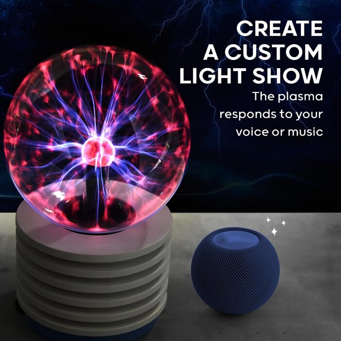 PLASMA-GLOBE - Discovery™ Plasma Globe Lamp - Touch & Sound Sensitive Lightning| Electric Tesla Coil Base Design| Educational STEM Toy| Home & Room Décor| Light-Up Plasma Orb| Interactive Globe| Fun Science Gift