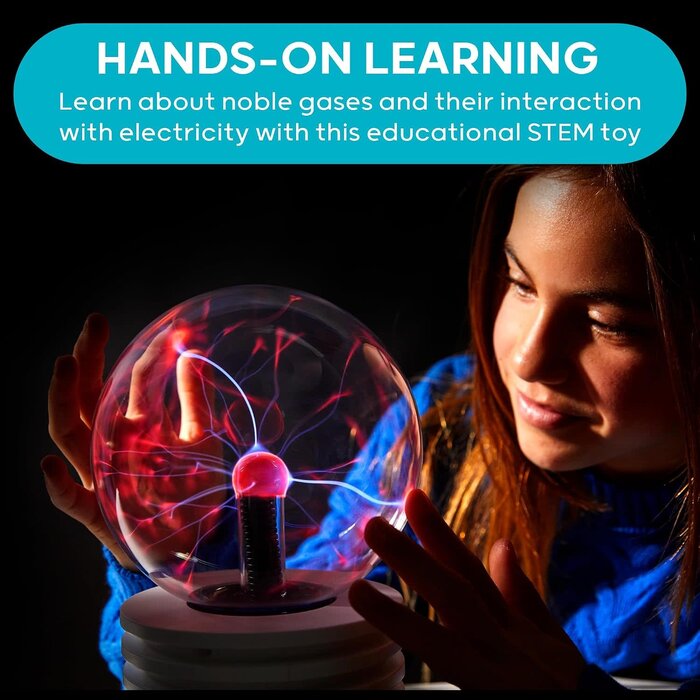 PLASMA-GLOBE - Discovery™ Plasma Globe Lamp - Touch & Sound Sensitive Lightning| Electric Tesla Coil Base Design| Educational STEM Toy| Home & Room Décor| Light-Up Plasma Orb| Interactive Globe| Fun Science Gift
