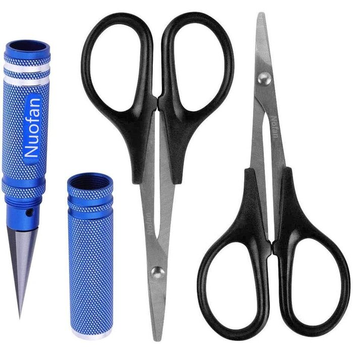 Body Reamer 0-14mm Hole Puncher w/Sleeve & Curved Scissors Set for RC Car Bodyshell Hobby Tools