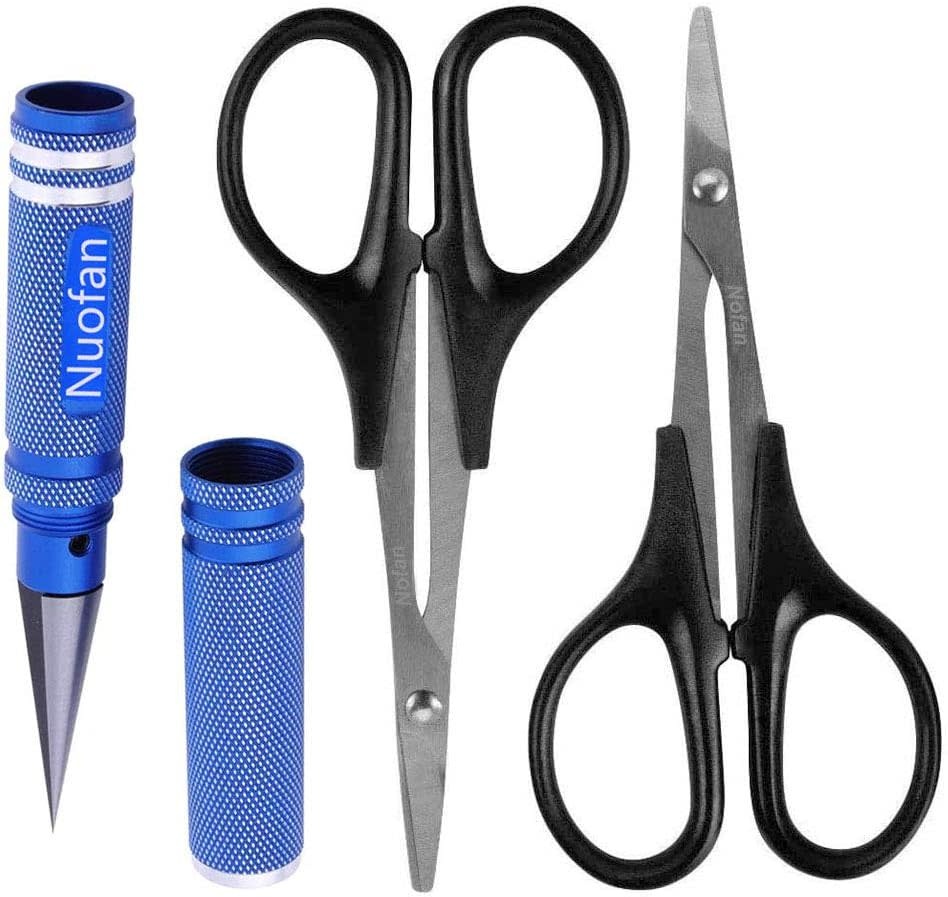 Body Reamer 0-14mm Hole Puncher w/Sleeve & Curved Scissors Set for RC Car Bodyshell Hobby Tools