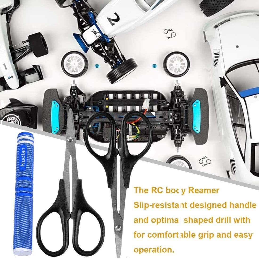 Body Reamer 0-14mm Hole Puncher w/Sleeve & Curved Scissors Set for RC Car Bodyshell Hobby Tools