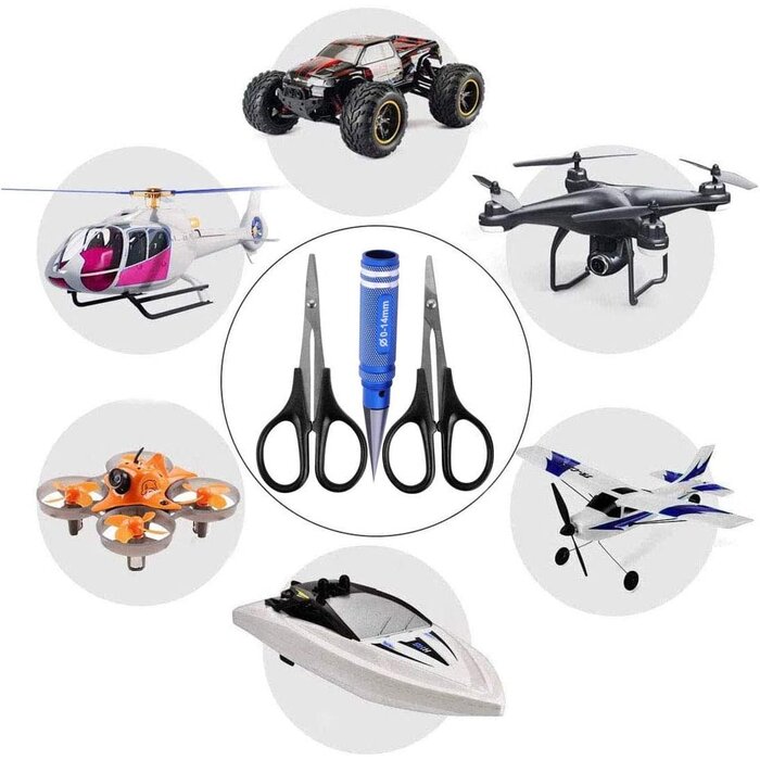 Body Reamer 0-14mm Hole Puncher w/Sleeve & Curved Scissors Set for RC Car Bodyshell Hobby Tools