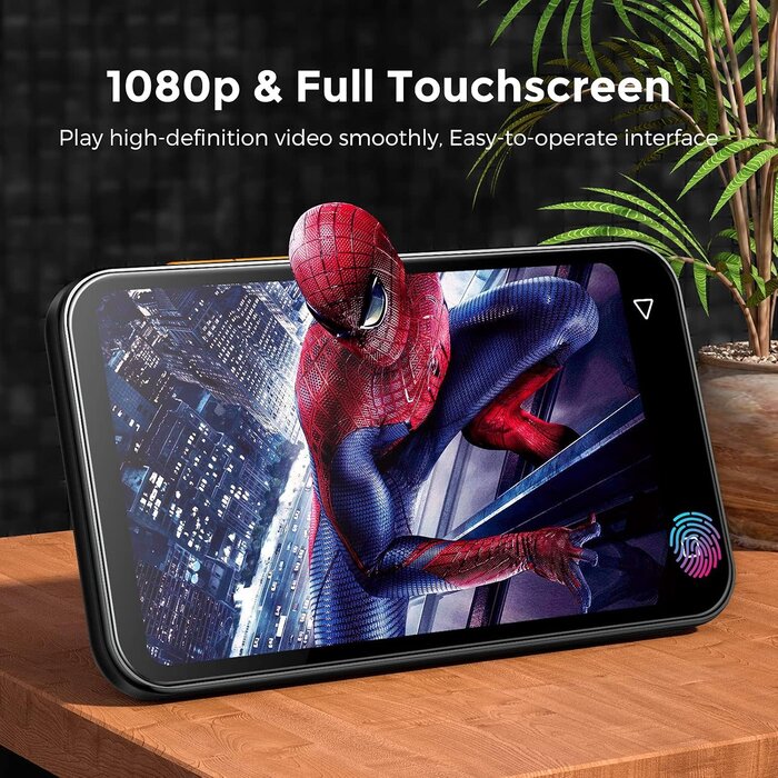 MP3 Player with Bluetooth and WiFi, 4.0" Full Touchscreen Mp4 Mp3 Player with Spotify, Audible, Amazon Music, Android Music Player with Speaker, FM Radio, E-Book, Up to 512 GB