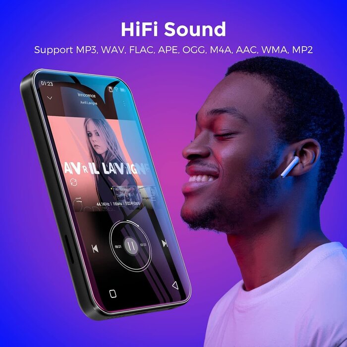 MP3 Player with Bluetooth and WiFi, 4.0" Full Touchscreen Mp4 Mp3 Player with Spotify, Audible, Amazon Music, Android Music Player with Speaker, FM Radio, E-Book, Up to 512 GB