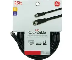 JAS33598 - GE® RG6 Coaxial Cable with F-Type Connectors, Black (25 Ft.)