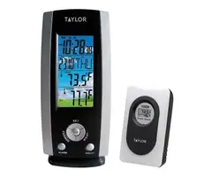 Taylor® Precision Products Battery-Powered Wireless 3-Channel Digital Weather Station Thermometer and Clock with Wireless Remote Sensor