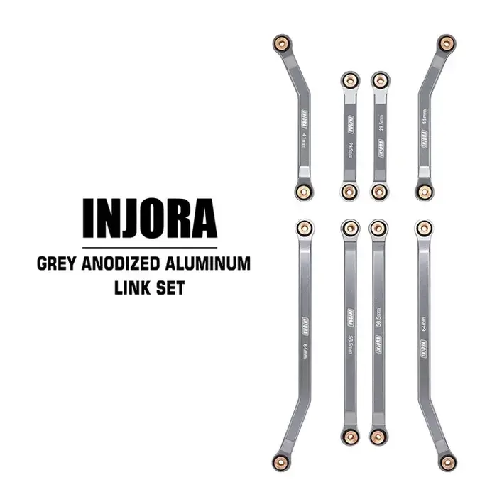 INJORA SCX24-72GL - INJORA 8PCS Gray Aluminum High Clearance 4 Links Set for Axial SCX24 Deadbolt Betty