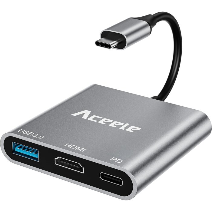 USBC-HDMI+CH - Aceele USB C to HDMI Adapter, 3 in 1 Type-C Digital AV Multiport Adapter
