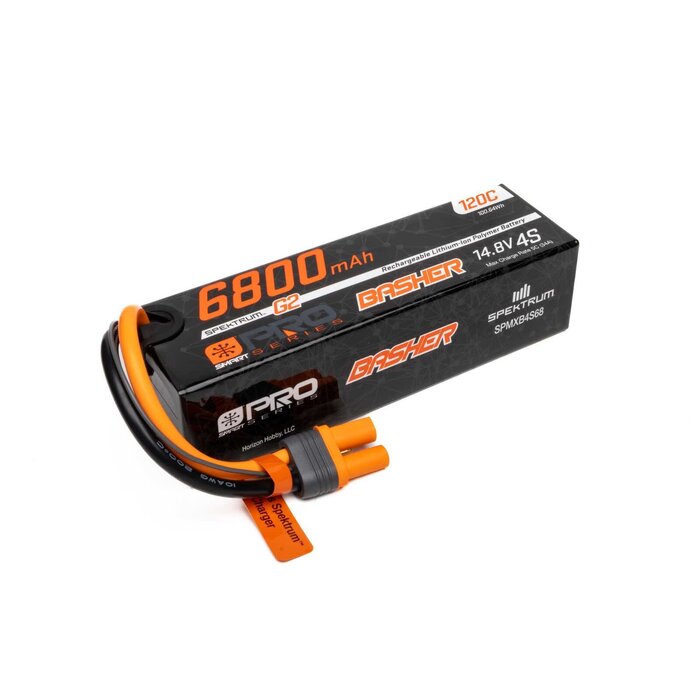SPEKTRUM SPMXB4S68 - Spektrum Accessories 14.8V 6800mAh 4S 120C Smart G2 Pro Basher LiPo Battery: IC5