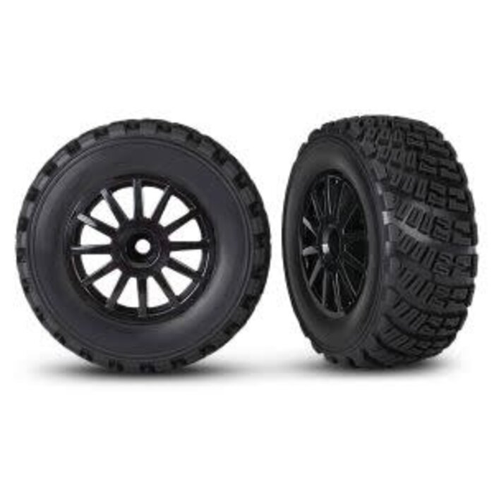Traxxas 7473T - (for the Rally Car)Tires & wheels, assembled, glued (black wheels, gravel pattern tires, foam inserts) (2) (TSM® rated)
