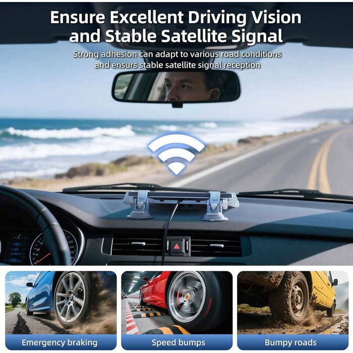 M-SL-CAR-MNT - DuHeSin Starlink Mini Car Mount for Dashboard, Star-Link Mini Suction Cup Mount