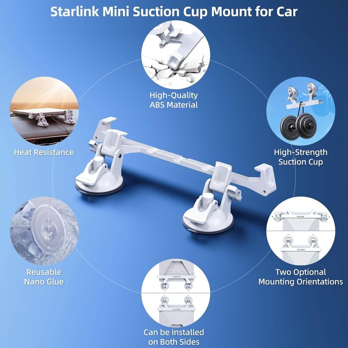 M-SL-CAR-MNT - DuHeSin Starlink Mini Car Mount for Dashboard, Star-Link Mini Suction Cup Mount