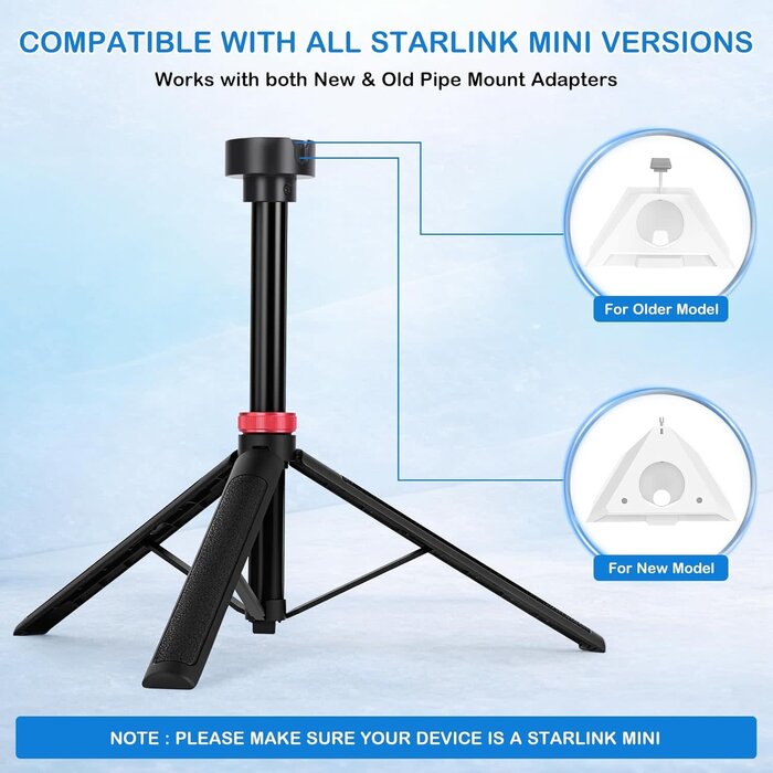 M-SL-CAR-TRIPOD - EXNOVFC Portable Starlink Mini Tripod Stand, 0.72 lb Lightweight Ground Mount