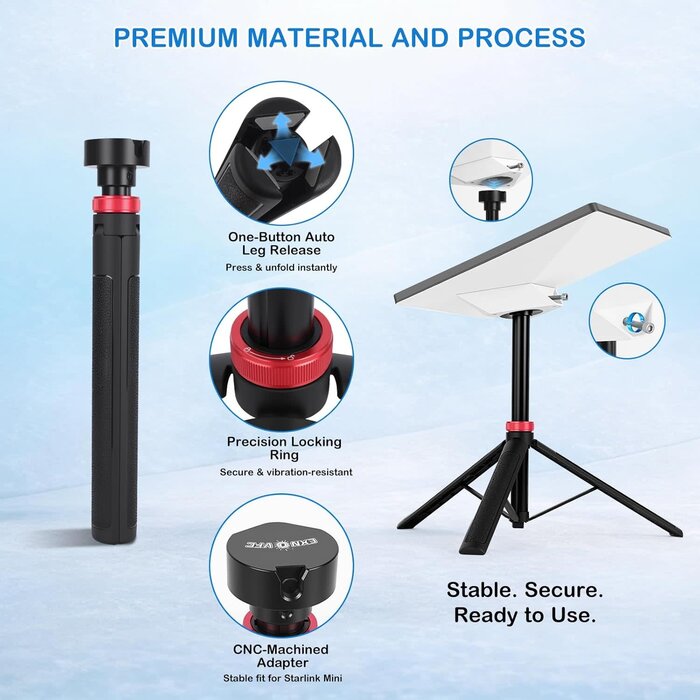 M-SL-CAR-TRIPOD - EXNOVFC Portable Starlink Mini Tripod Stand, 0.72 lb Lightweight Ground Mount