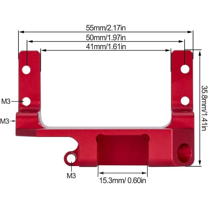 1/10-SVO-AXL-MNT-RED - YSKMLOLP SCX10 III Red Servo on Axle Mount, AR45P Portal Axle 4-Link Suspension for 1/10 RC Crawler Car SCX10 III Aluminum Alloy Upgrade Parts