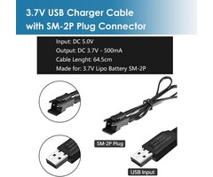 Li-ion-Li-Po-SM-2P-USB - TRAELY 3.7V USB Charger Cable with SM-2P Connector for RC Cars Boat Trucks 1S Li-ion and Li-Po Battery
