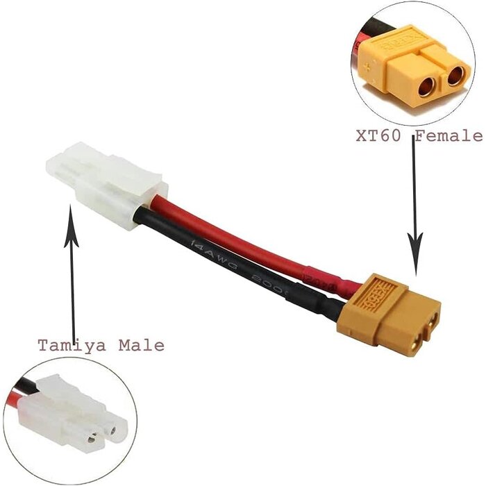 LSY-039C - LinsyRC XT60 Female-to-Tamiya Type Male Connector Adapter Wire Harness