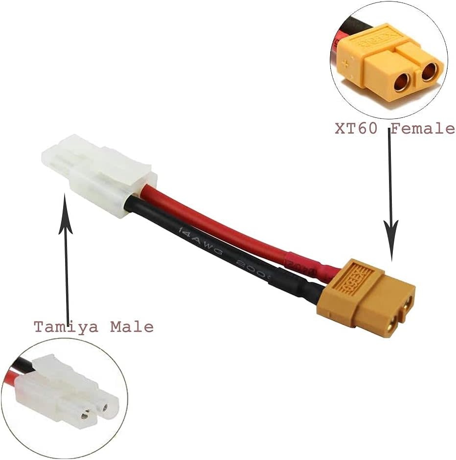 LSY-039C - LinsyRC XT60 Female-to-Tamiya Type Male Connector Adapter Wire Harness