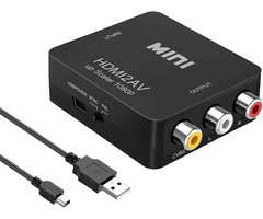 W-43237-2 - Wonlyus HDMI to RCA, 1080p HDMI to AV 3RCA CVBs Composite Video Audio Converter Adapter Supports PAL/NTSC for TV Stick, Chromecast, Apple TV, PC, Laptop, Xbox, HDTV, DVD-Black