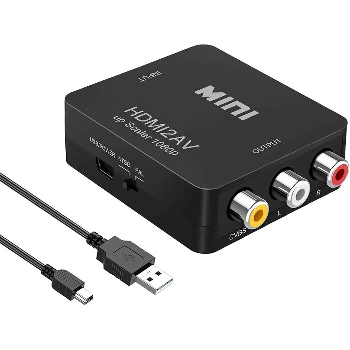 W-43237-2 - Wonlyus HDMI to RCA, 1080p HDMI to AV 3RCA CVBs Composite Video Audio Converter Adapter Supports PAL/NTSC for TV Stick, Chromecast, Apple TV, PC, Laptop, Xbox, HDTV, DVD-Black