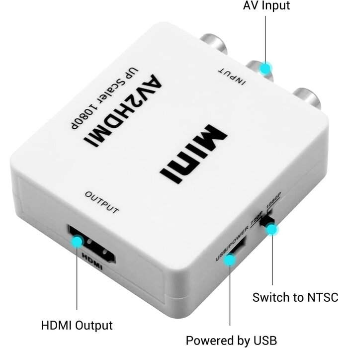 RCA2HDMI - Sorthol AV to HDMI Converter, RCA to HDMI Converter, 1080p 3RCA CVBs to HDMI Composite Video Audio Converter Adapter for TV/PS3/VHS/VCR/DVD/PC/Blu-Ray DVD, Black