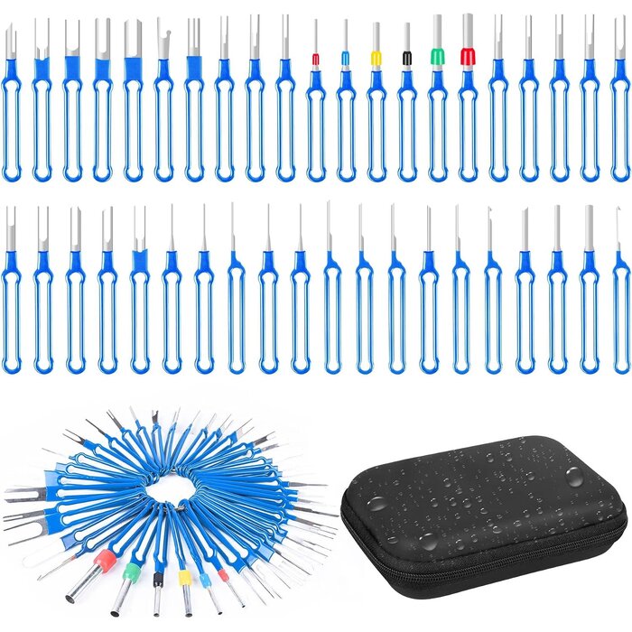 ‎TRTK-41PC-BLU - Kikerike Terminal Removal Tool Kit 41 Pcs Depinning Tool Electrical Connector Pin Removal Tool Kit Pin Extractor Tool Set Wire Terminal Release Tool for Automotive Car Household Devices - Blue