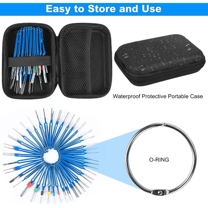 ‎TRTK-41PC-BLU - Kikerike Terminal Removal Tool Kit 41 Pcs Depinning Tool Electrical Connector Pin Removal Tool Kit Pin Extractor Tool Set Wire Terminal Release Tool for Automotive Car Household Devices - Blue