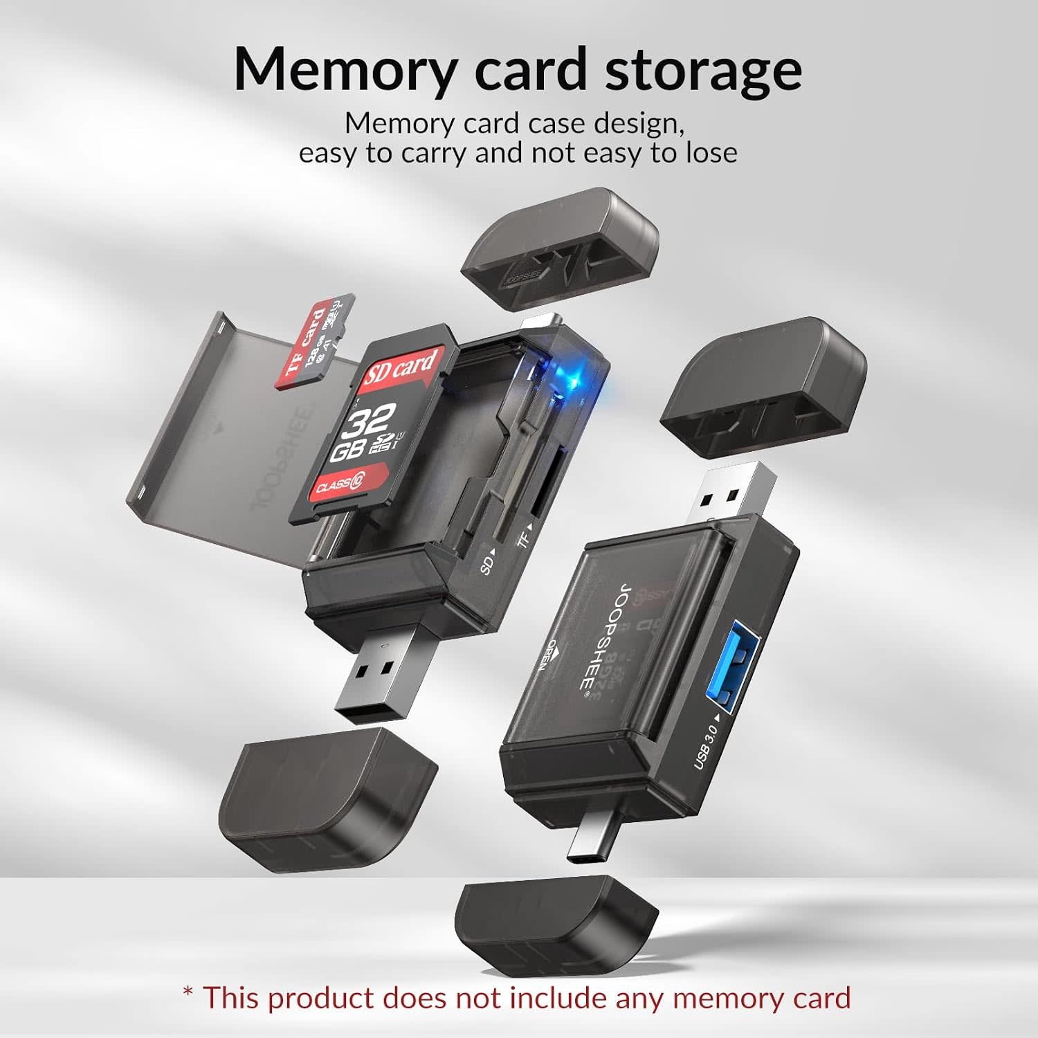 HOIOS SD Card Reader USB-C, 3-in-1 Memory Card Reader