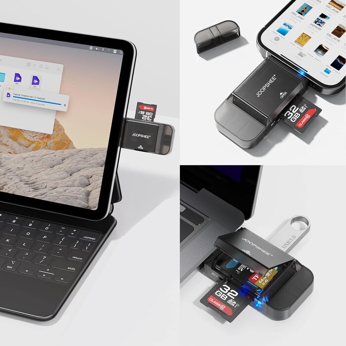 HOIOS SD Card Reader USB-C, 3-in-1 Memory Card Reader